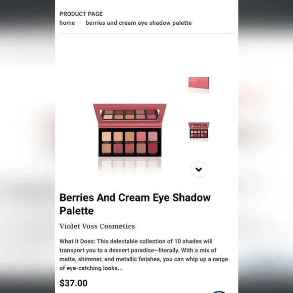 VIOLET VOSS DREAMS BERRIES N' CREAM EYESHADOW New in box - Picture 6 of 6